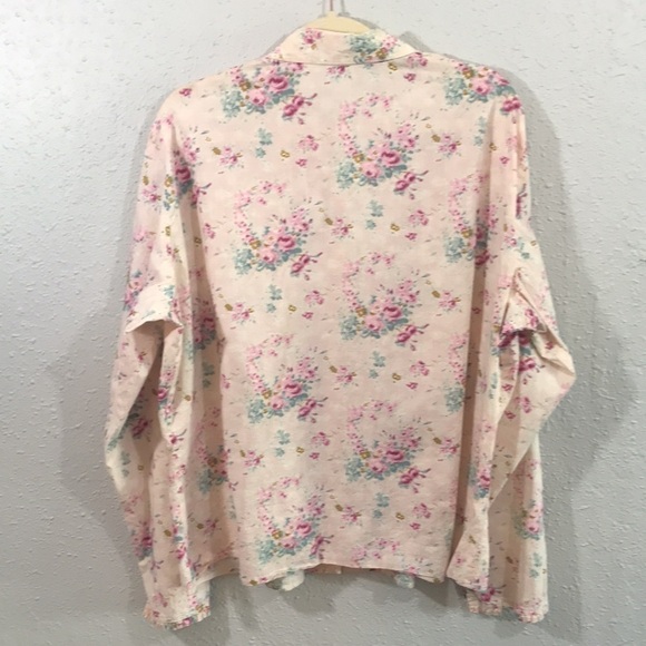 J.Jill Floral Long Sleeve Button Front 100% Cotton Shirt size XLT - Picture 2 of 8